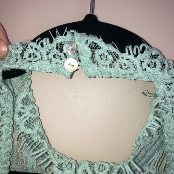 Free People High Neck Backless Lace Green Dress - Picture 6 of 7